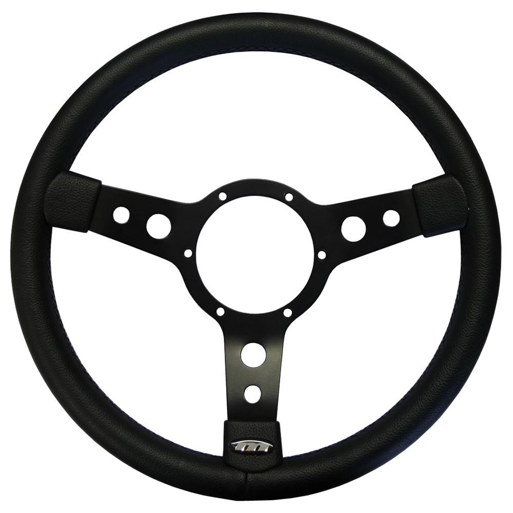 13 pollici del volante tradizionale nero Spokes Rim Pelle