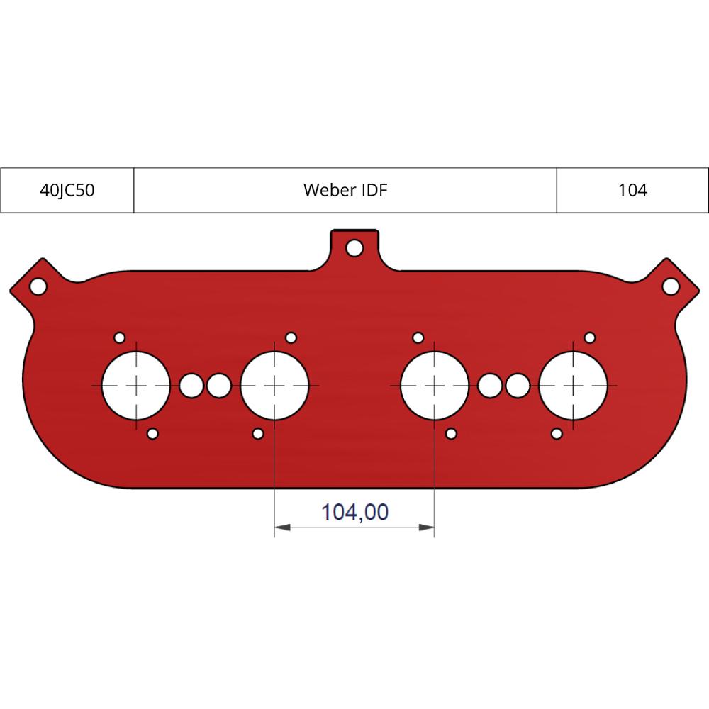 Piastra di base ITG JC50 per adattarsi ai centri Weber IDF da 104 mm