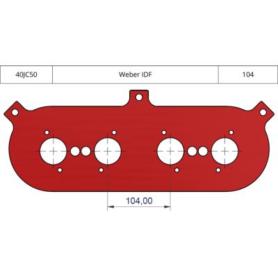 Piastra di base ITG JC50 per adattarsi ai centri Weber IDF da 104 mm